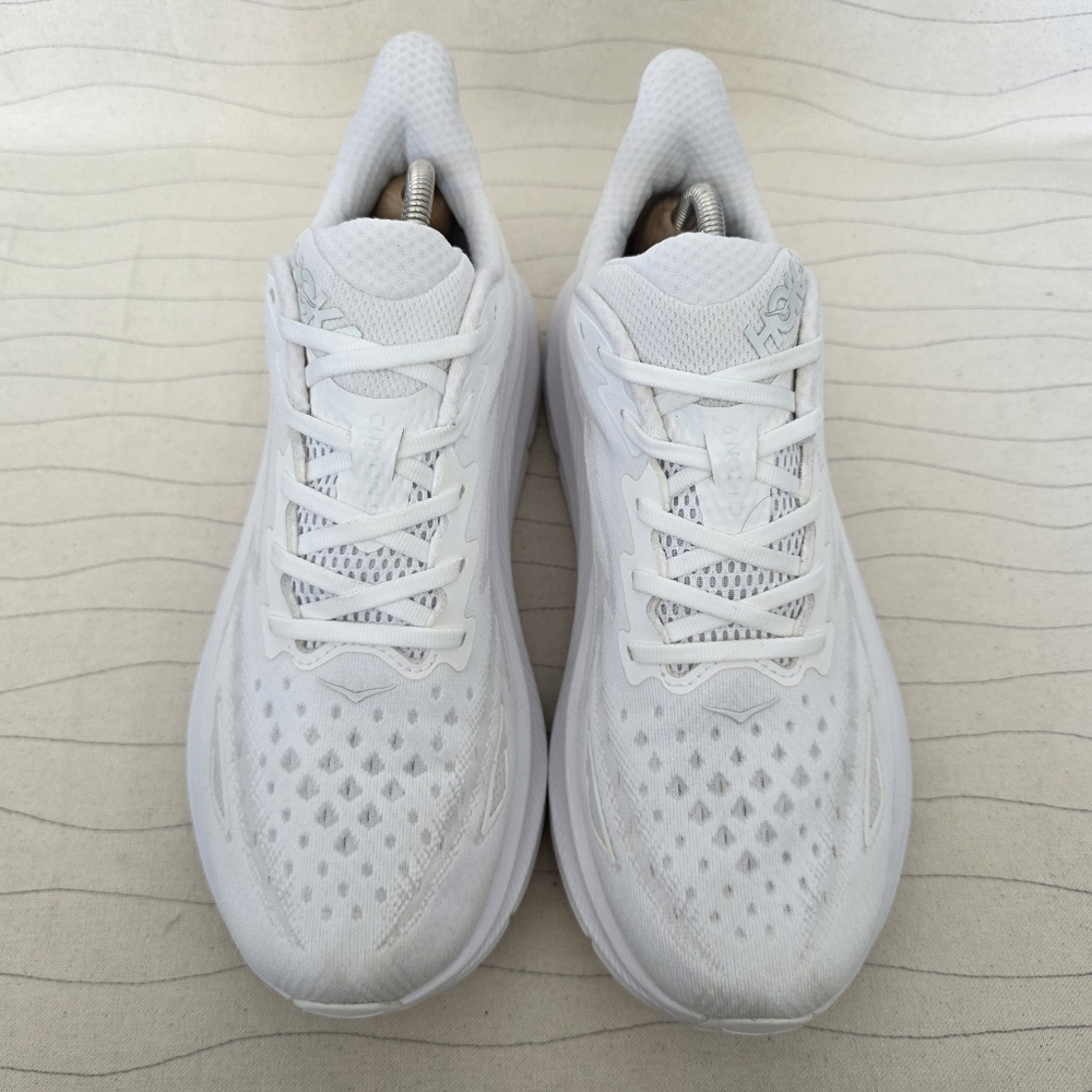 Hoka One One Womens Clifton 9 Triple White Running Sneakers Shoes F27222L Sz 11D - Picture 3 of 14